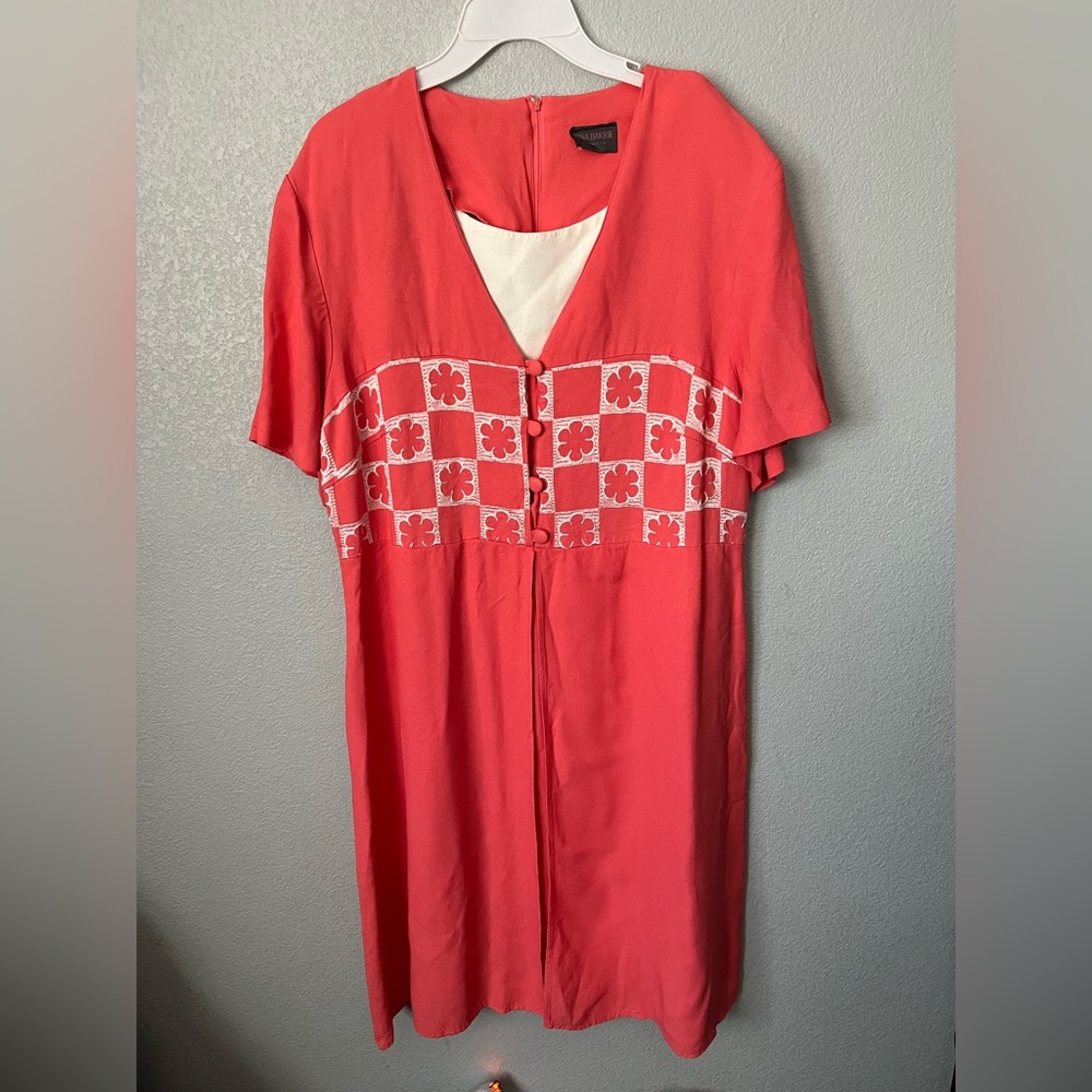 Red Floral Checkerboard Slip Dress
